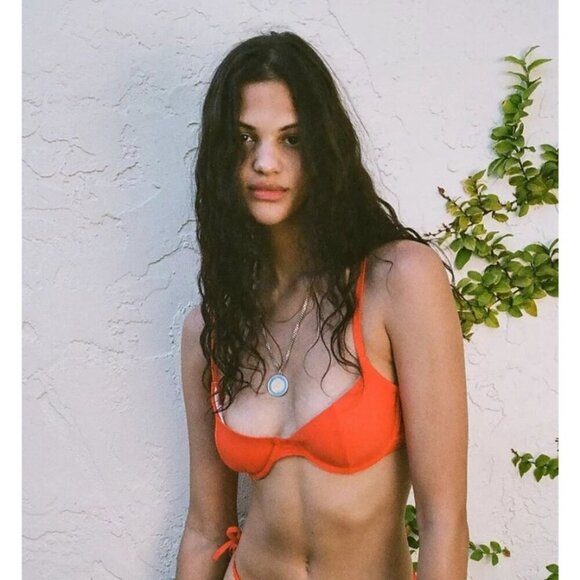 NWT Urban Outfitters Orange Bralette Bikini Top Nylon/Spandex Women's Swimwear S - Picture 1 of 8
